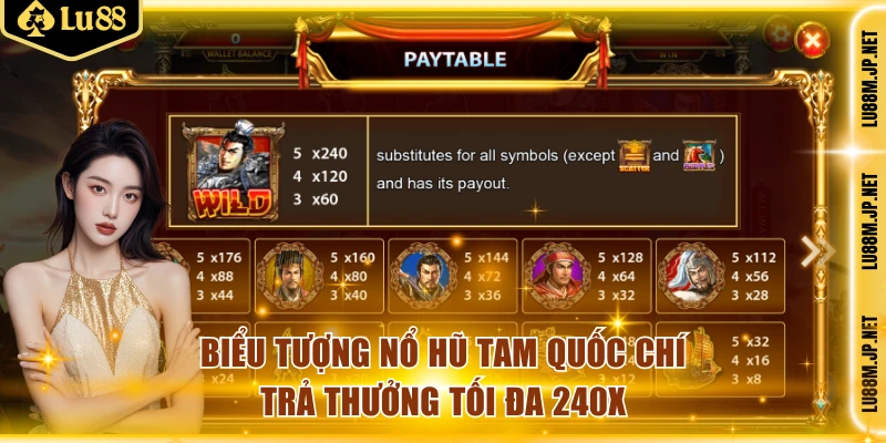 Biểu tượng nổ hũ Tam Quốc Chí trả thưởng tối đa 240X